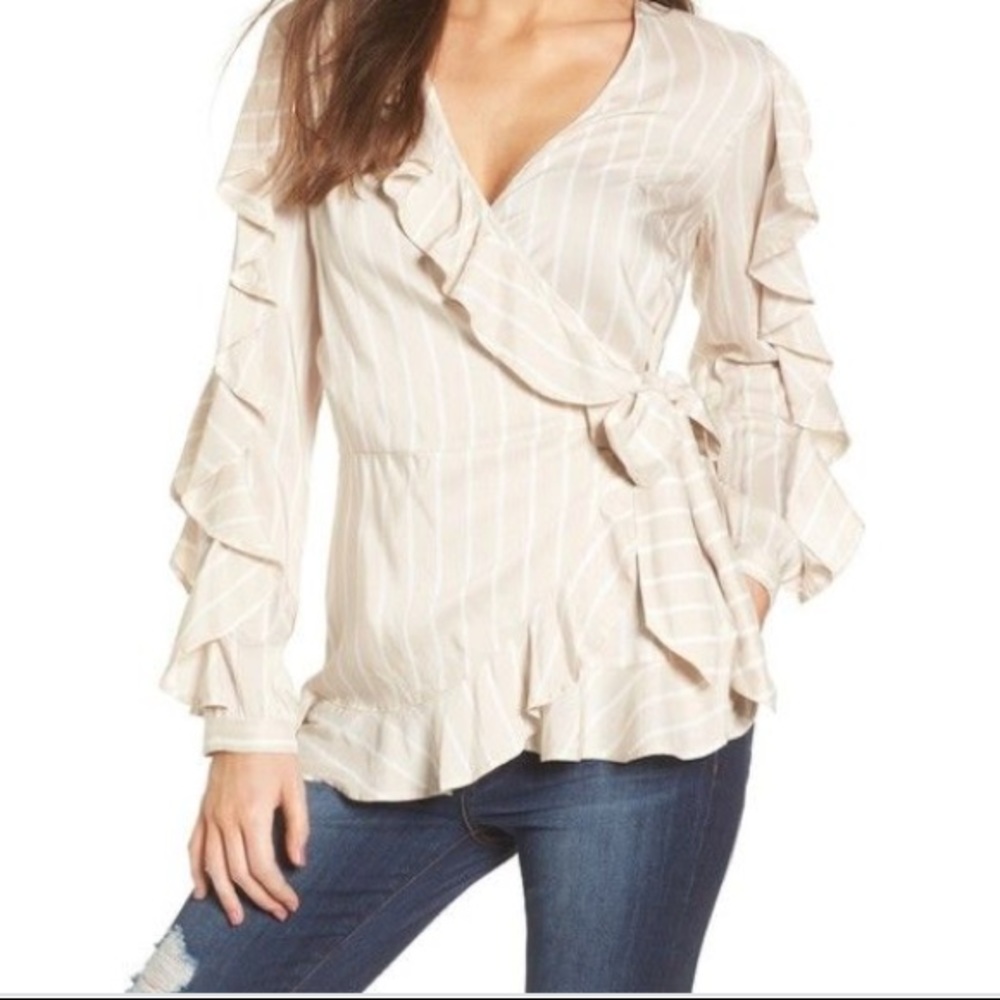 ✨Leith pinstriped career wrap blouse!